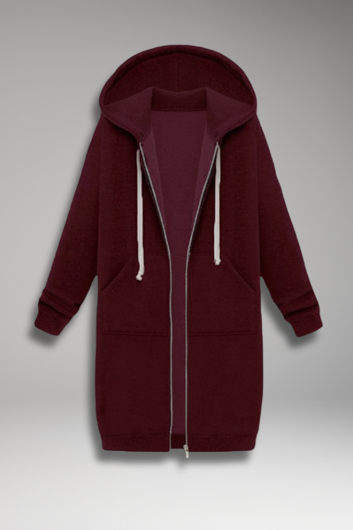 Women's Longline Zip Up Hoodie With Pockets - VibreMode