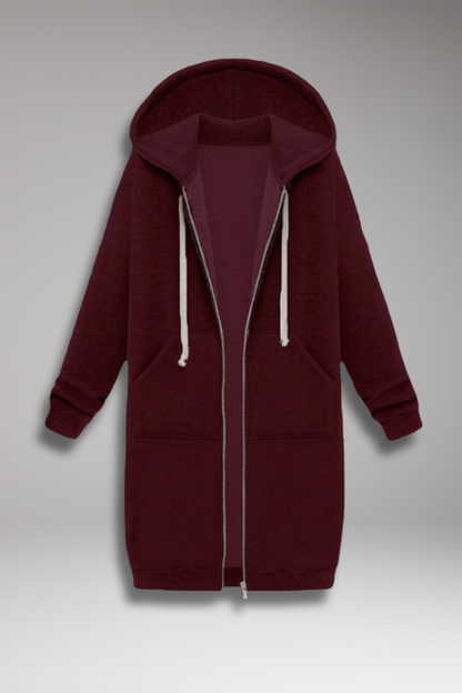 Women's Longline Zip Up Hoodie With Pockets - VibreMode