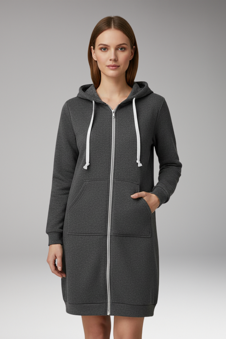Women's Longline Zip Up Hoodie With Pockets