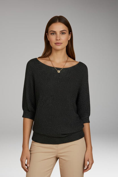 Women's Pullover Sweater Wide Neckline Ribbed Edges