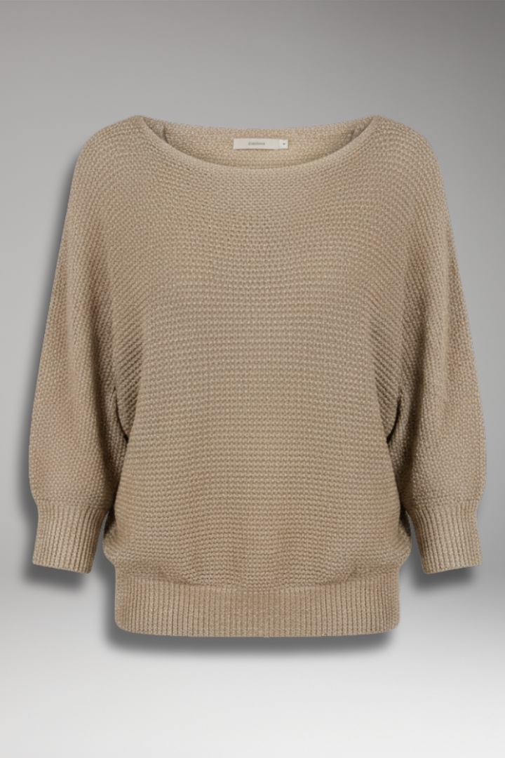 Women's Pullover Sweater Wide Neckline Ribbed Edges - VibreMode