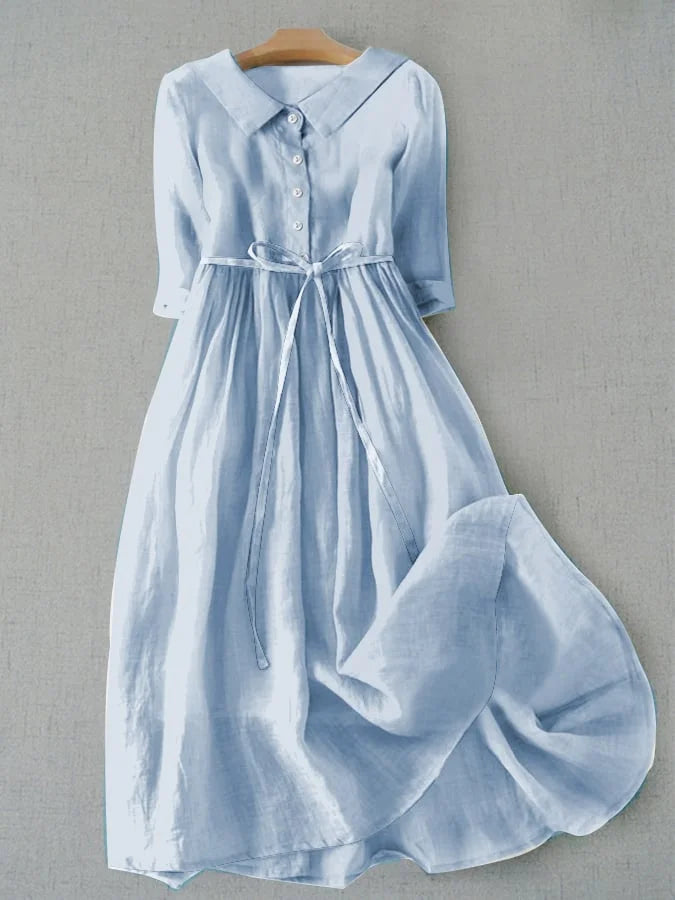 Elegant Ladies' Flowy Midi Evening Dress - VibreMode