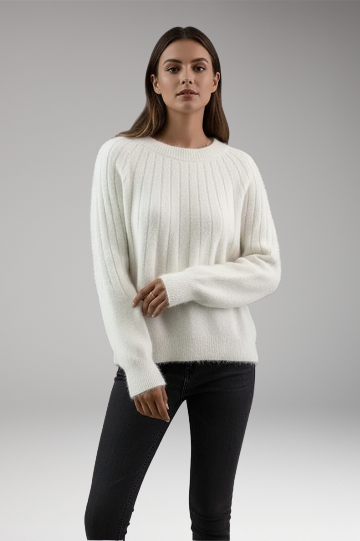 Women's Round Neck Ribbed Sweater
