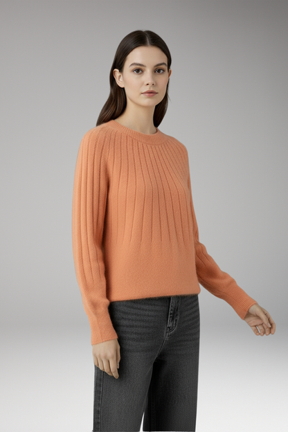 Women's Round Neck Ribbed Sweater