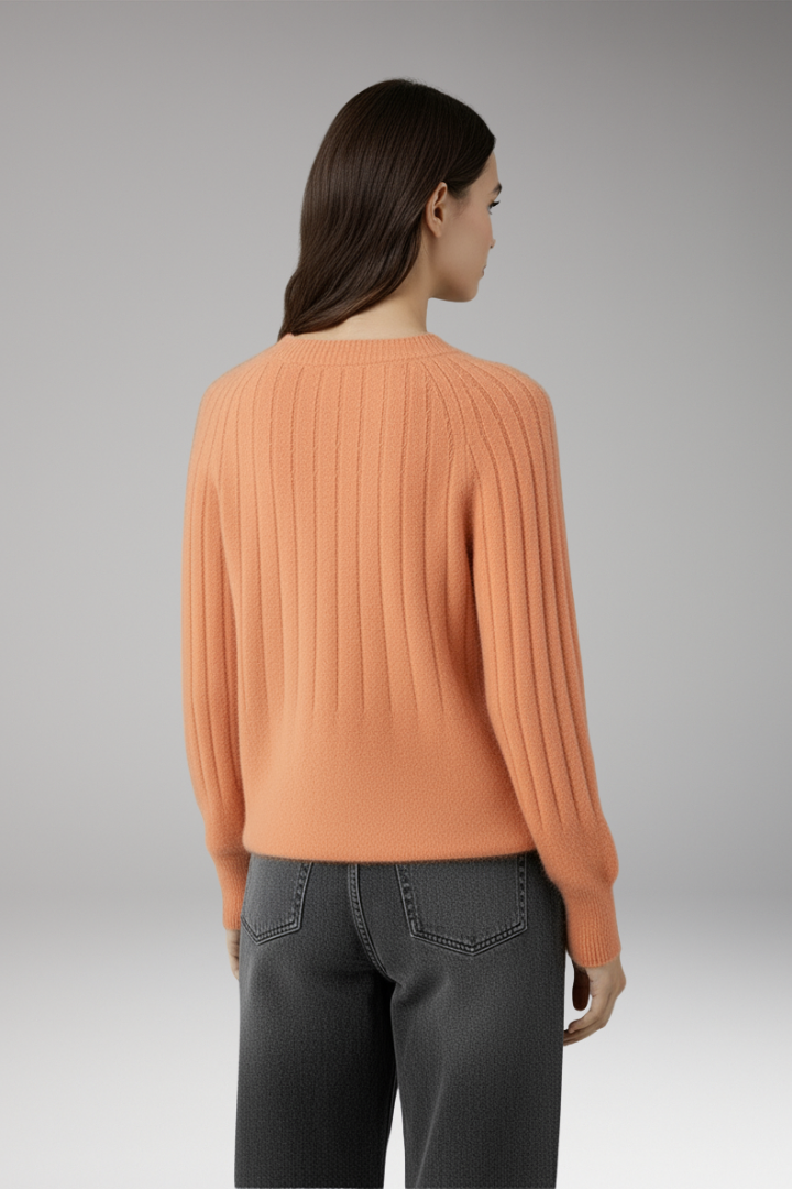 Women's Round Neck Ribbed Sweater