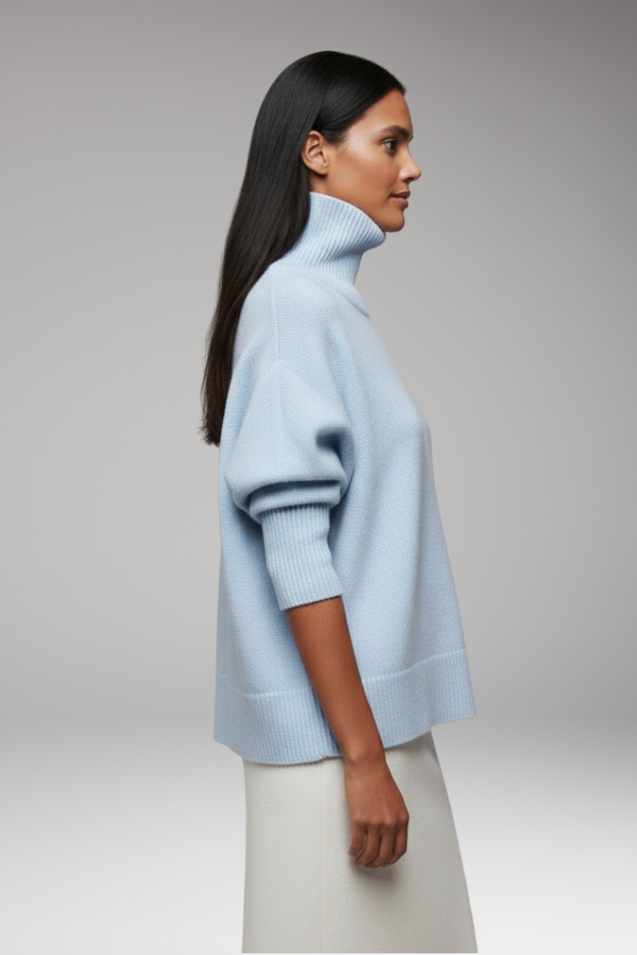 Women's Turtleneck Sweater Ribbed Edge