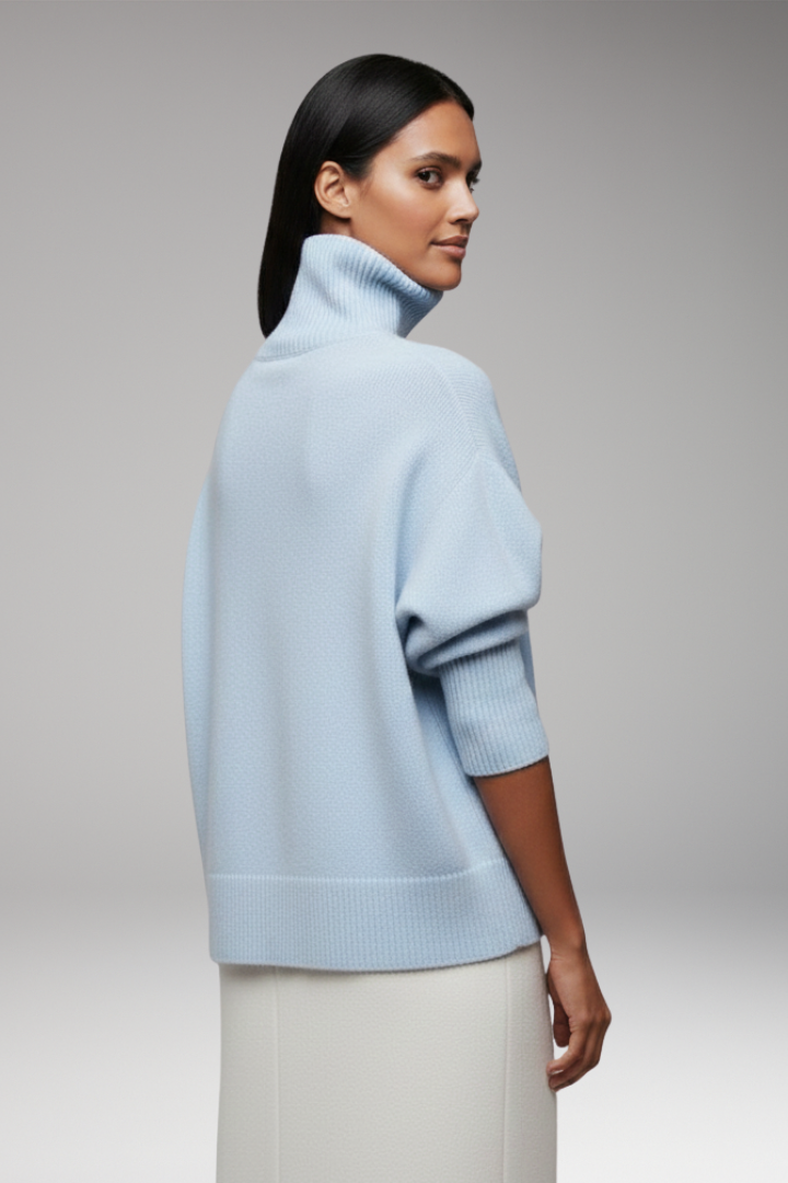 Women's Turtleneck Sweater Ribbed Edge