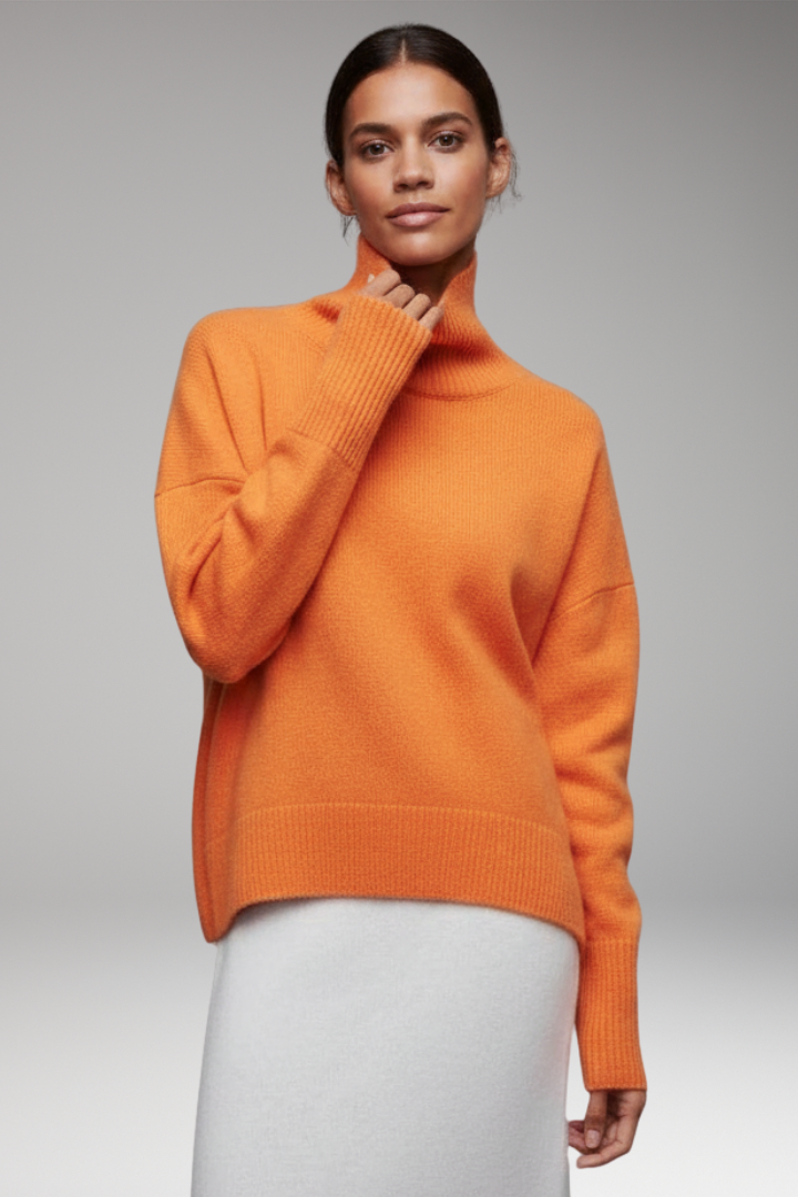 Women's Turtleneck Sweater Ribbed Edge