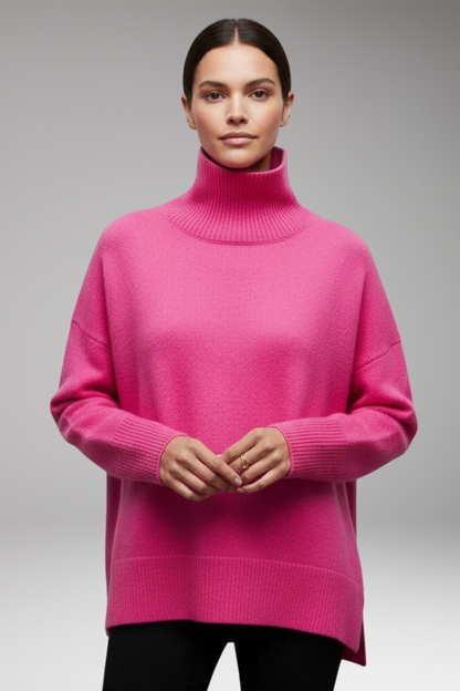 Women's Turtleneck Sweater Ribbed Edge