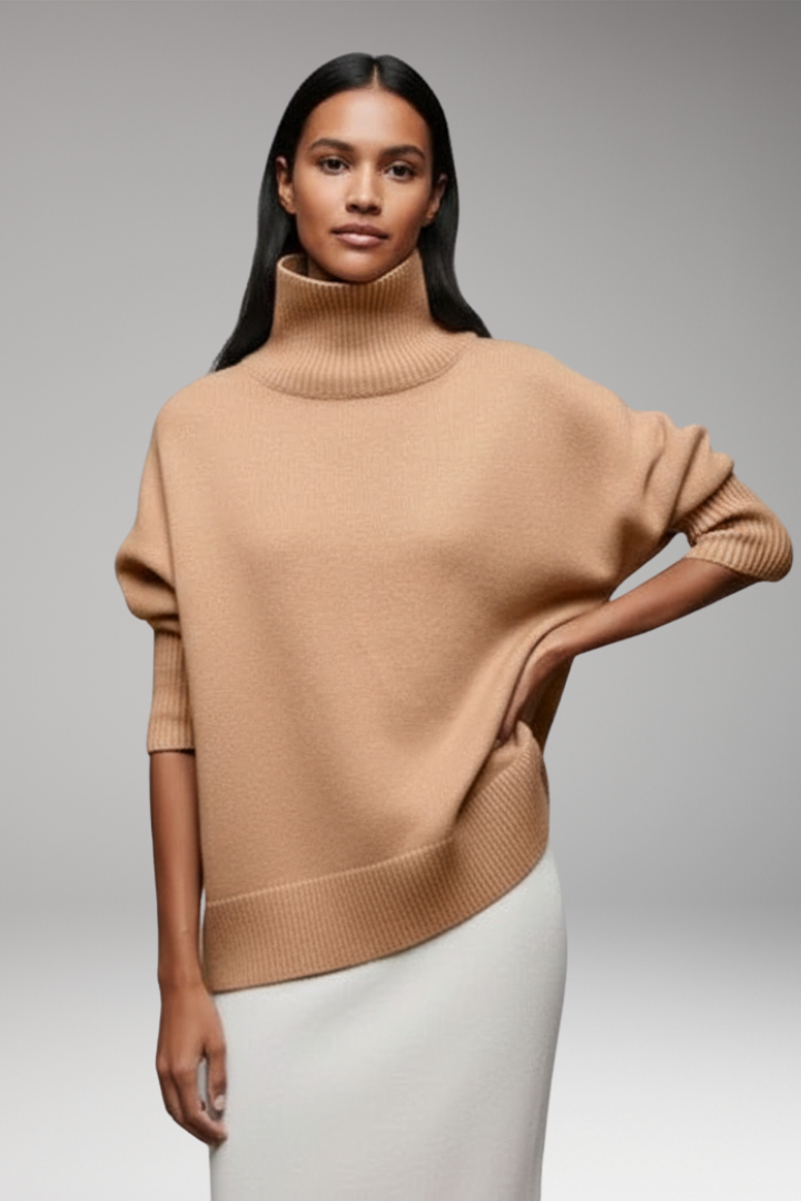 Women's Turtleneck Sweater Ribbed Edge