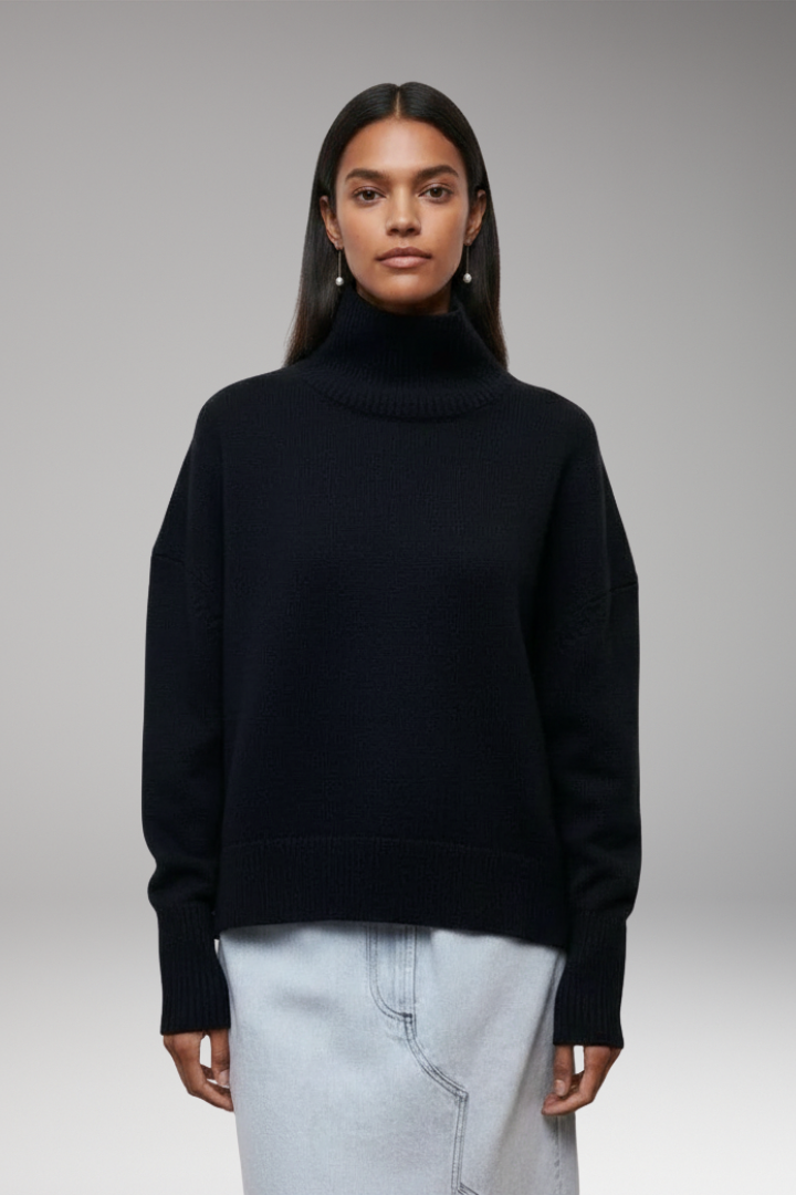 Women's Turtleneck Sweater Ribbed Edge