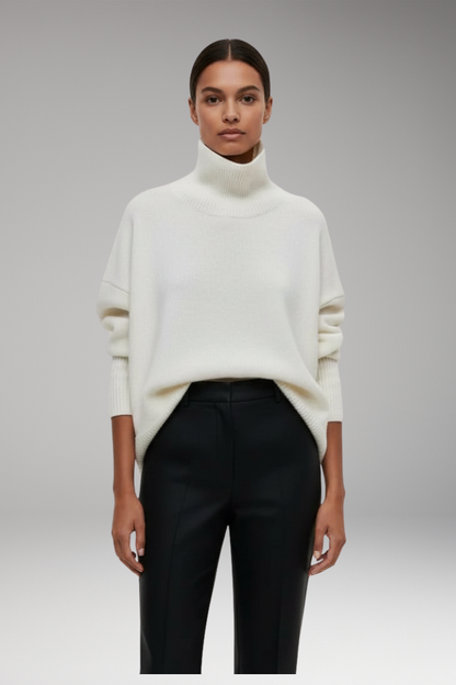 Women's Turtleneck Sweater Ribbed Edge