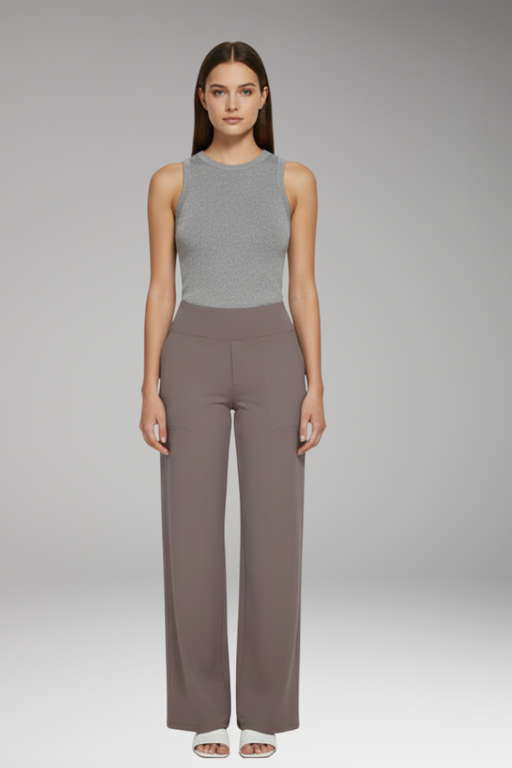 Women's High Waist Trousers with Side Pockets