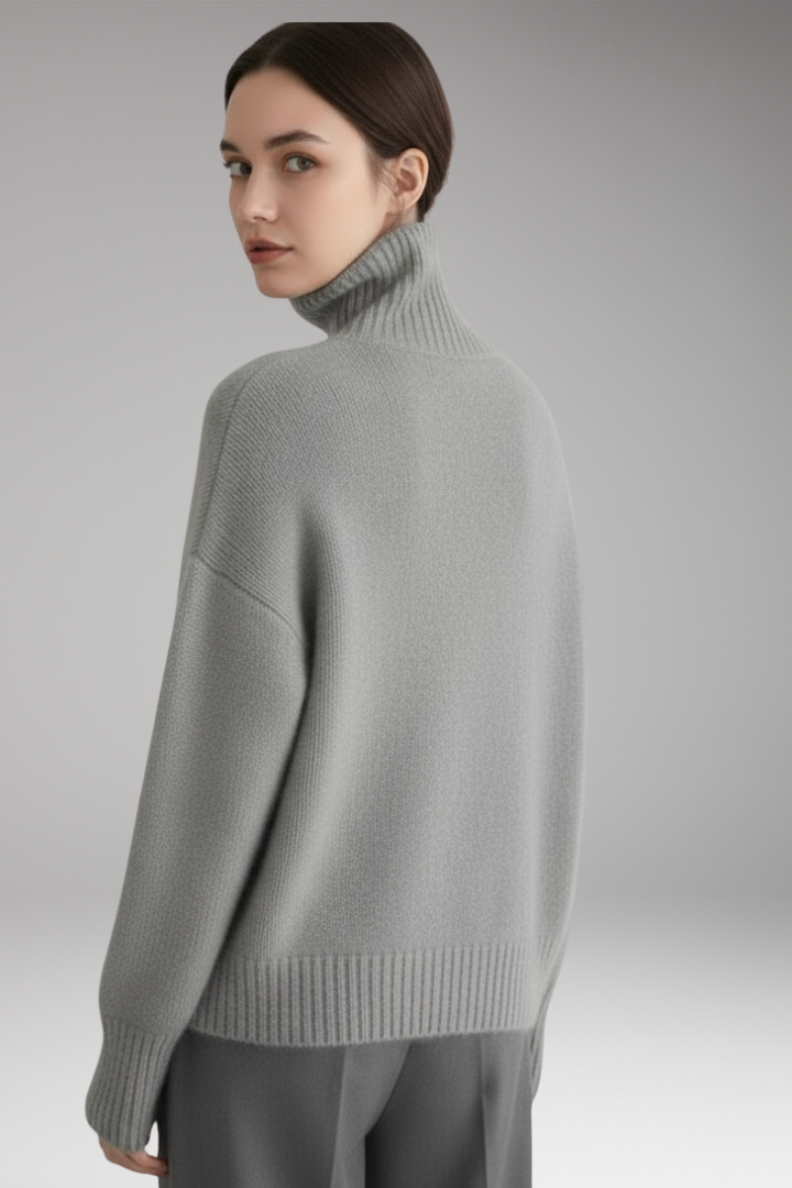 Women's Long Sleeve Turtleneck Sweater Ribbed Hem
