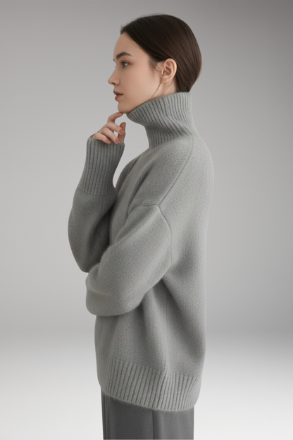Women's Long Sleeve Turtleneck Sweater Ribbed Hem