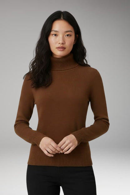 Women's Long Sleeve Turtleneck Sweater Ribbed