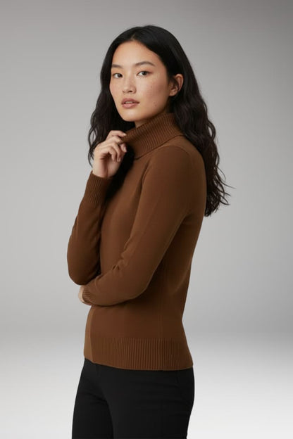 Women's Long Sleeve Turtleneck Sweater Ribbed