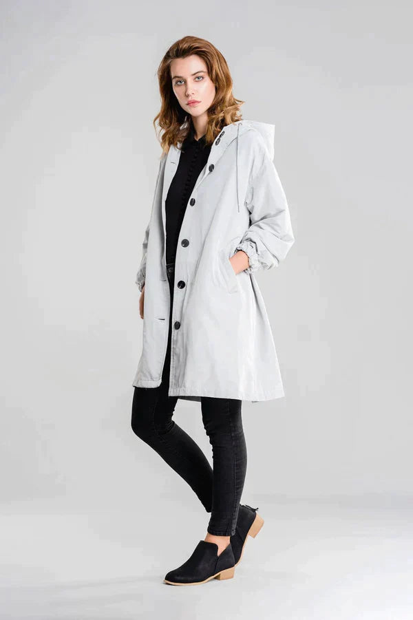 Women's Waterproof Hooded Jacket Button Closure - VibreMode