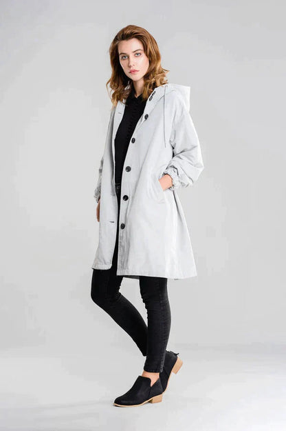 Women's Waterproof Hooded Jacket Button Closure - VibreMode