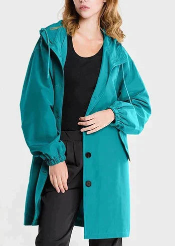 Women's Waterproof Hooded Jacket Button Closure
