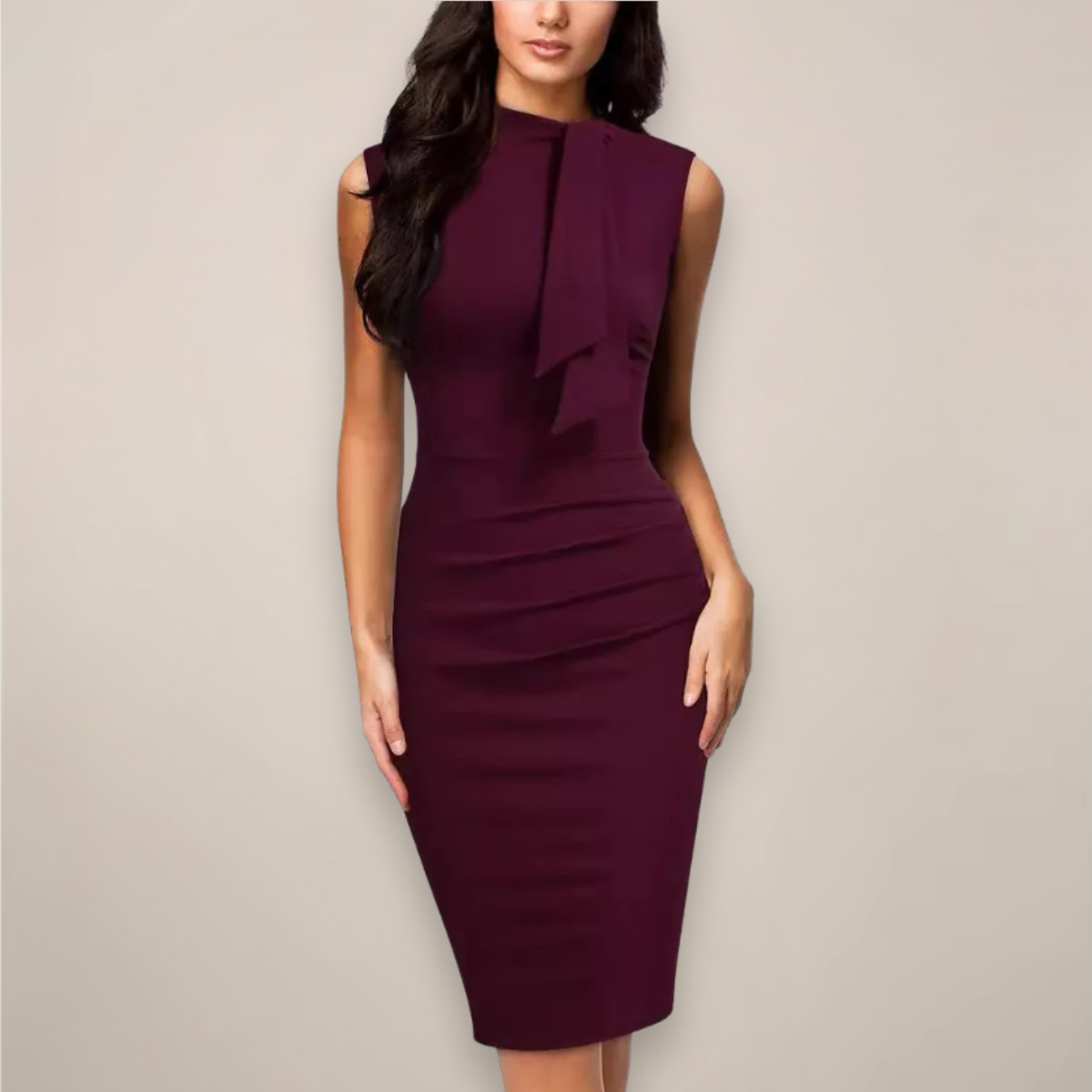 Women's Sleeveless High Neck Midi Dress - VibreMode