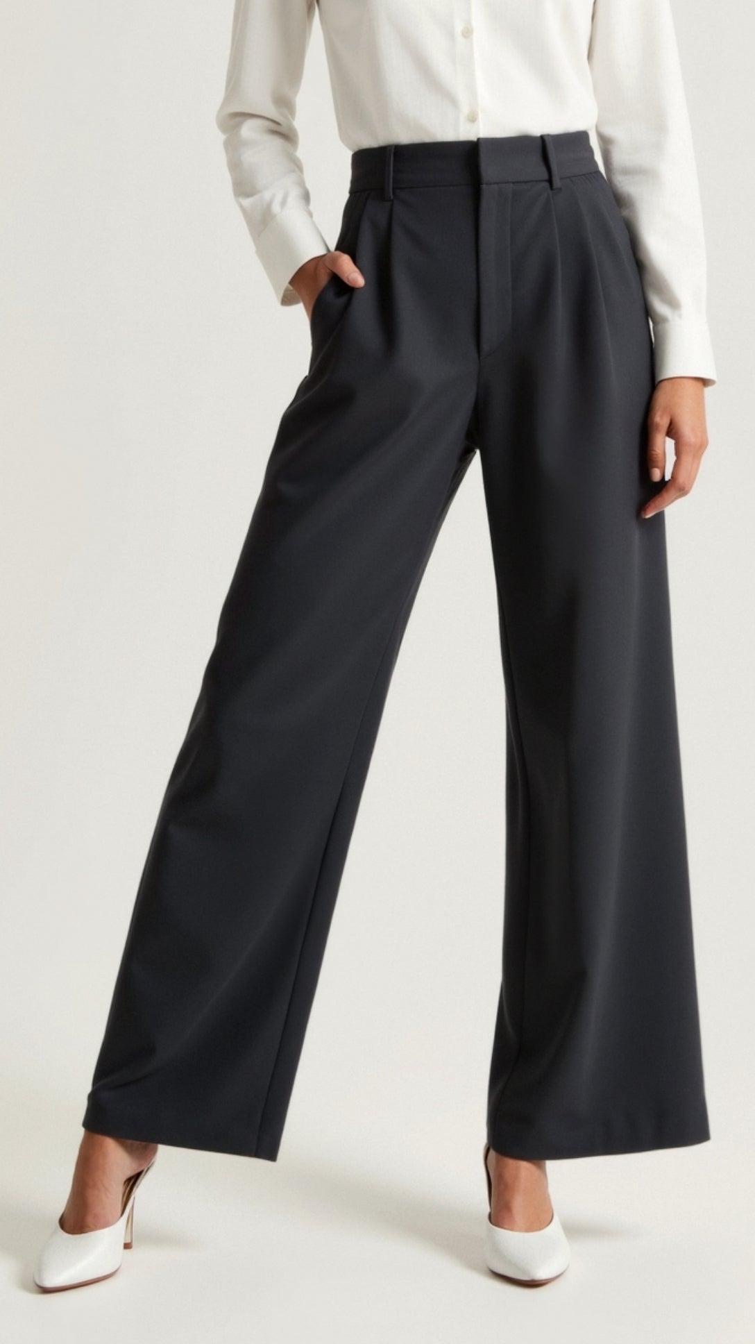 Women's Wide Leg High Waist Pants Pleated Front