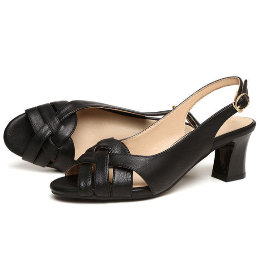 Women's Woven Block Heels Elegant Comfortable - VibreMode