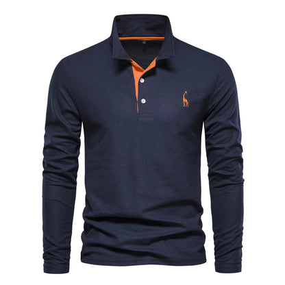 Men's Long Sleeve Polo Jumper Cotton Classic Collar