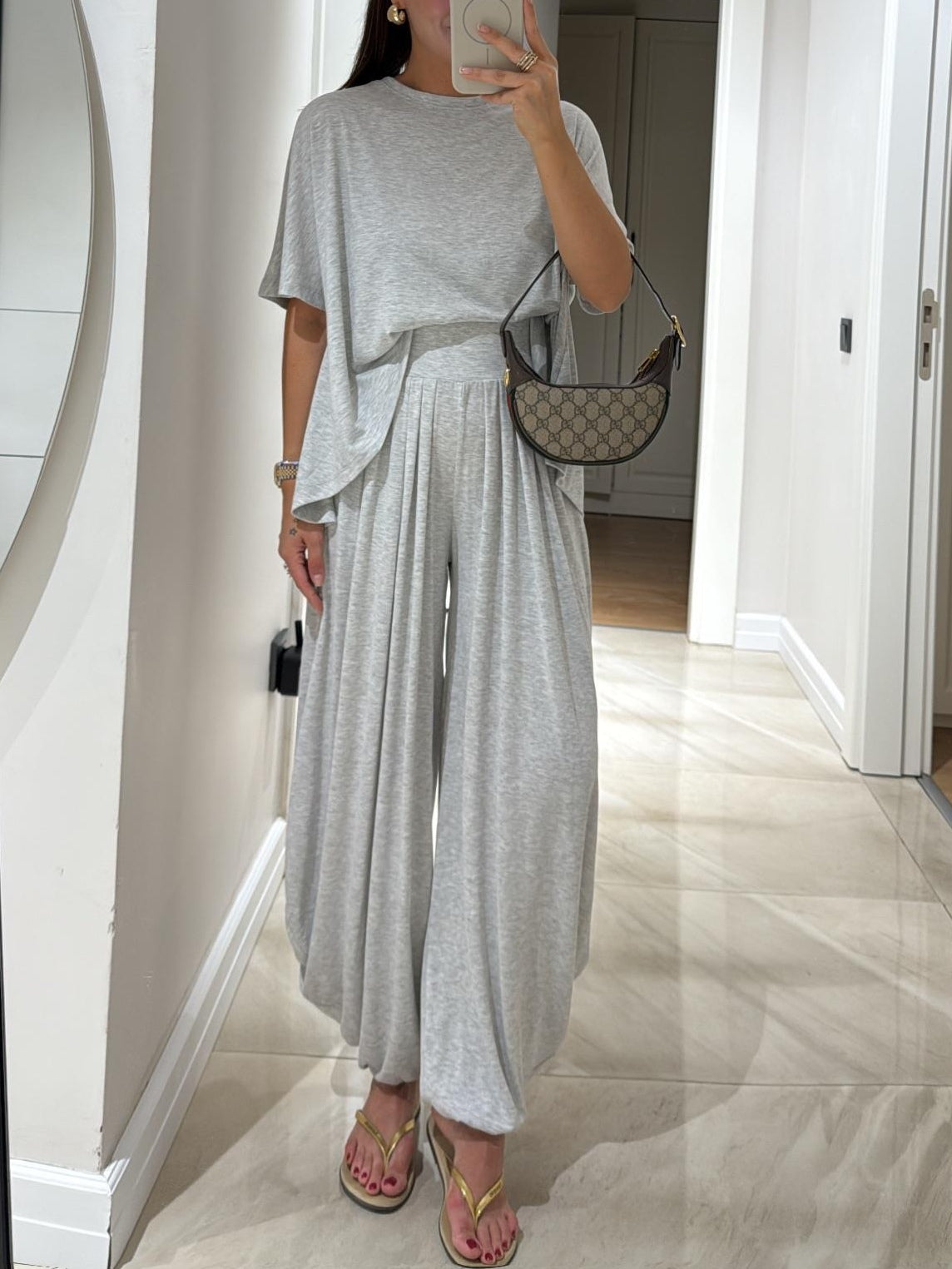 Women's Relaxed Fit Two Piece Set Palazzo Pants