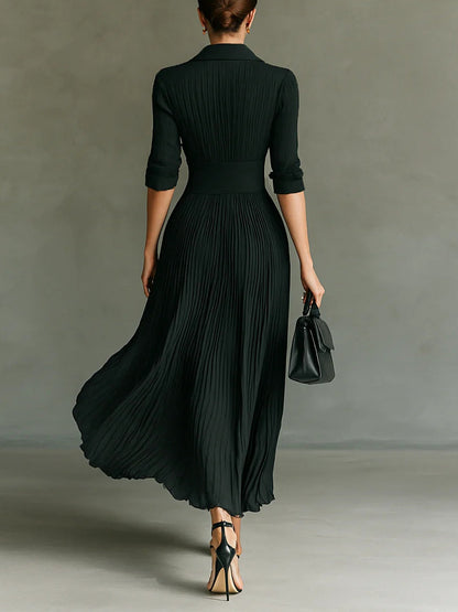 Women's Lapel Neck Maxi Dress