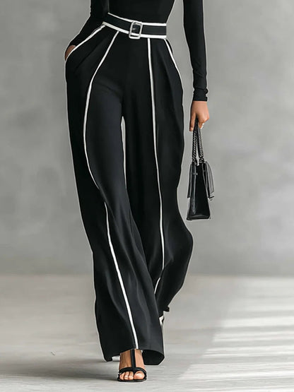 Women's High-Neck And Wide Leg Pants Set