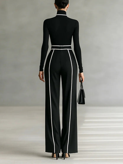 Women's High Neck Wide Leg Pants Set