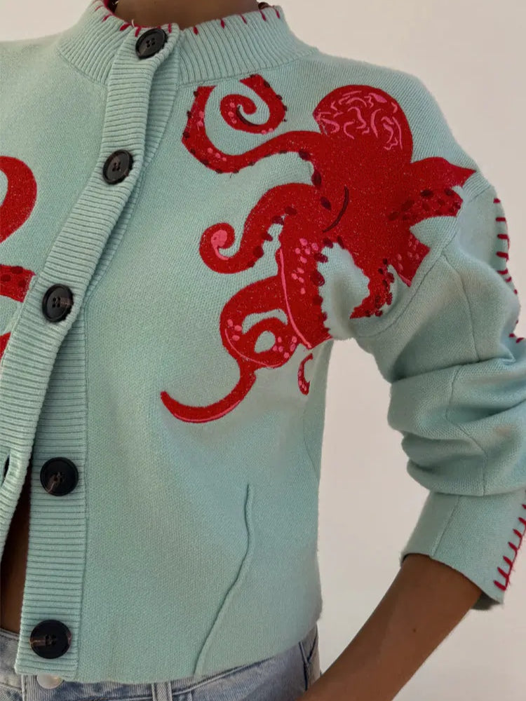 Women's Cardigan Applique Design