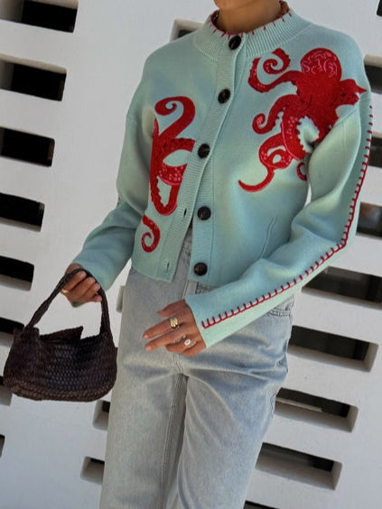 Women's Graphic Cardigan Octopus Design