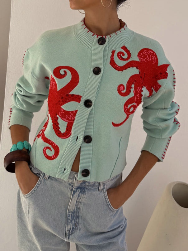 Women's Cardigan Applique Design - VibreMode