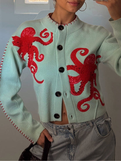 Women's Graphic Cardigan Octopus Design