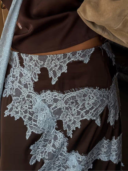 Beautiful Floral Lace Top and Skirt Set