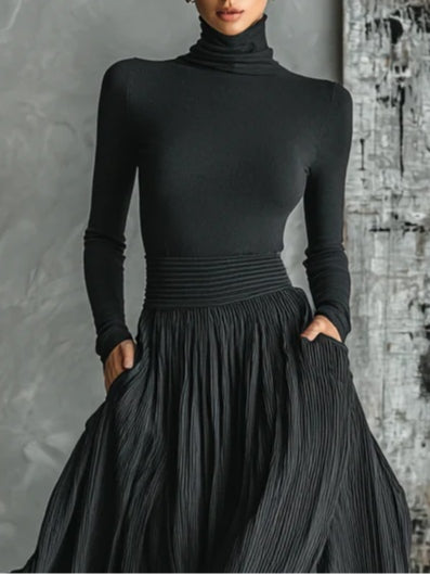 Women's High Neck Maxi Skirt Set