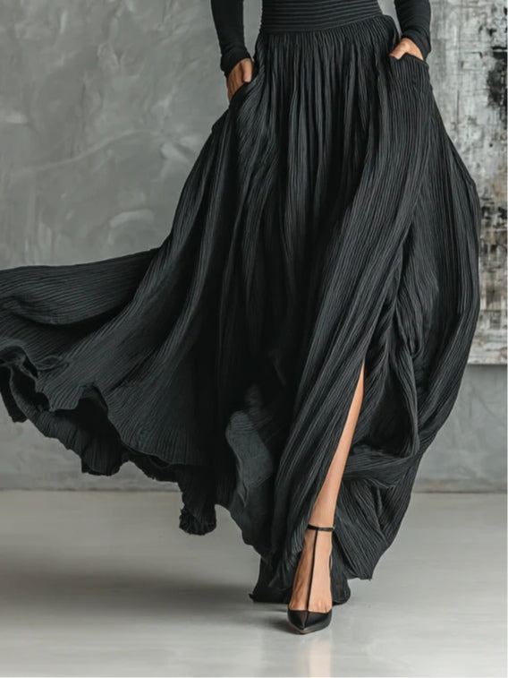 Women's High Neck Maxi Skirt Set