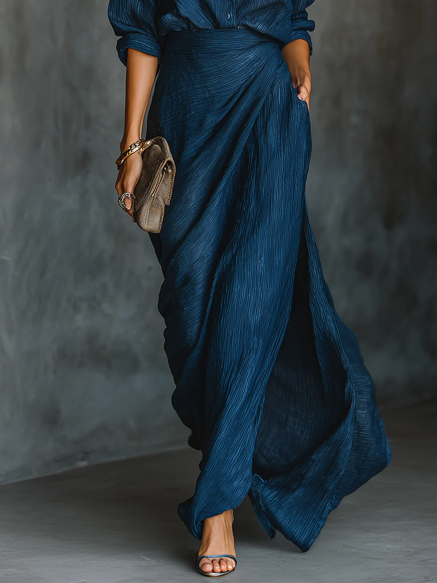 Women's Two Piece Collared V Neck Set