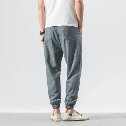 Men's Cotton Linen Comfort Pants Lightweight Beige
