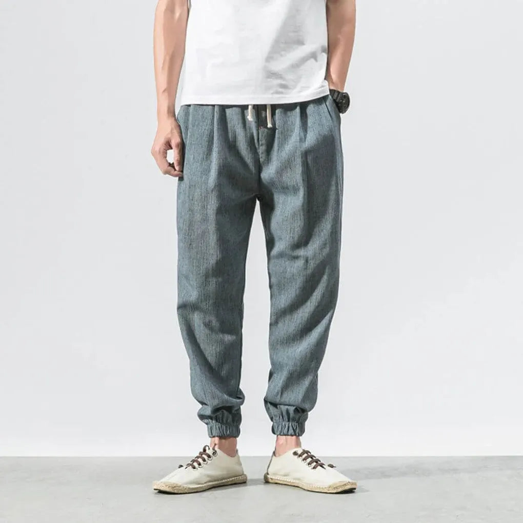 Men's Cotton Linen Comfort Pants Lightweight Beige