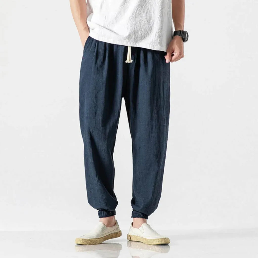 Men's Cotton Linen Comfort Pants Lightweight Beige