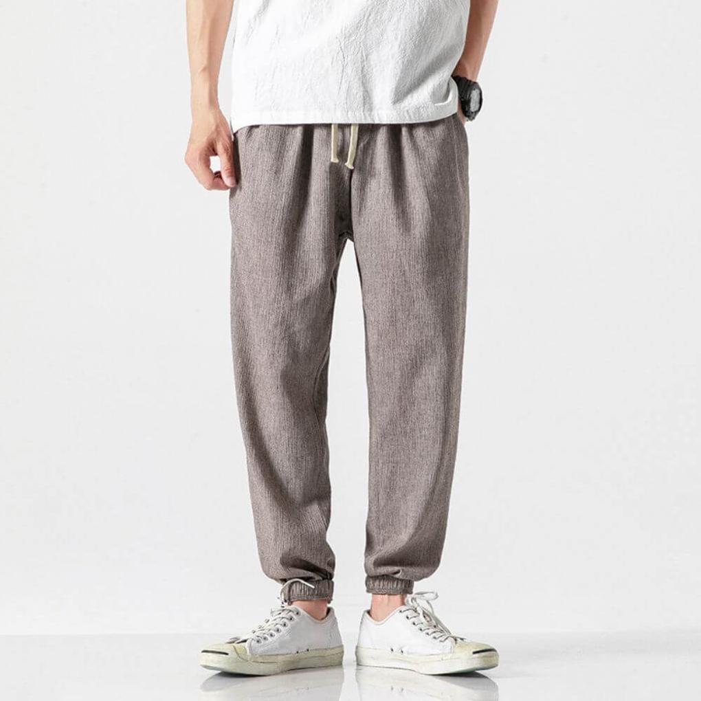 Men's Cotton Linen Comfort Pants Lightweight Beige
