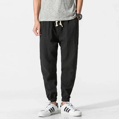 Men's Cotton Linen Comfort Pants Lightweight Beige