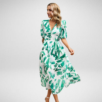 Lavender Women's V Neck Flowy Summer Dress