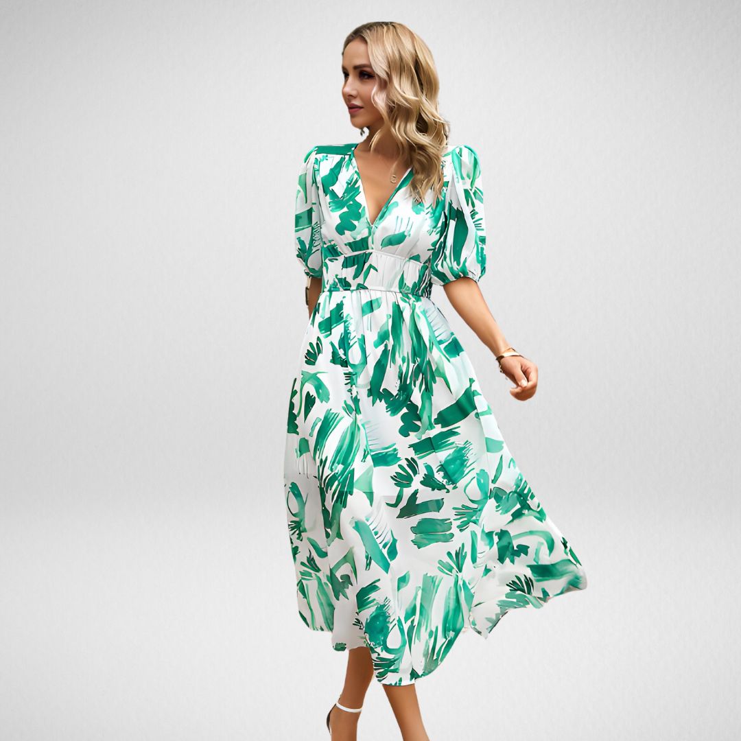 Women's V Neck Flowy Elegant Dress Violet