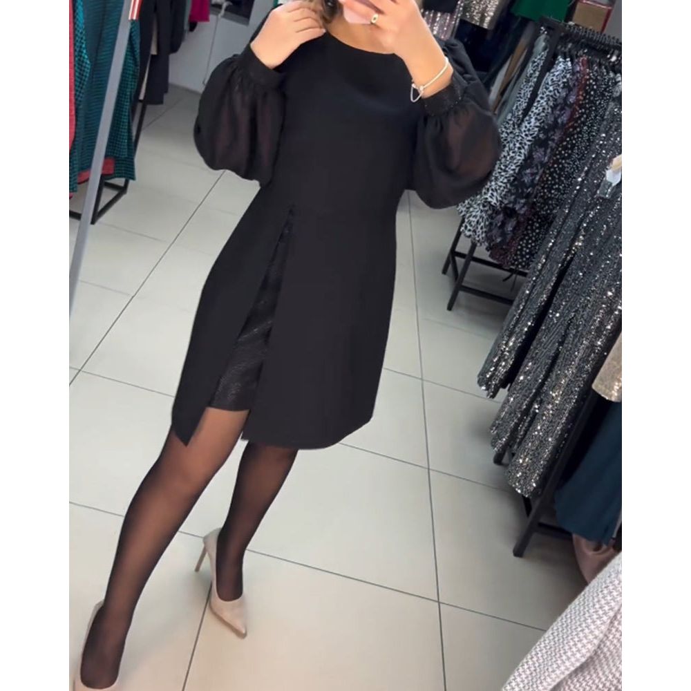 Women's Puff Sleeve Dress Gathered Cuffs - VibreMode