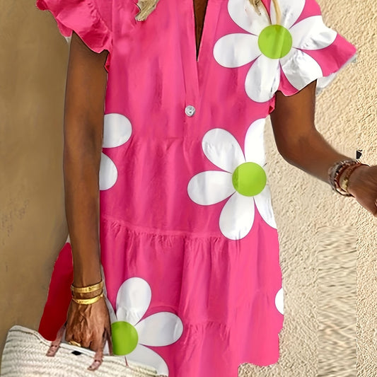 Women's Pretty Floral Slim Fit Dress - VibreMode