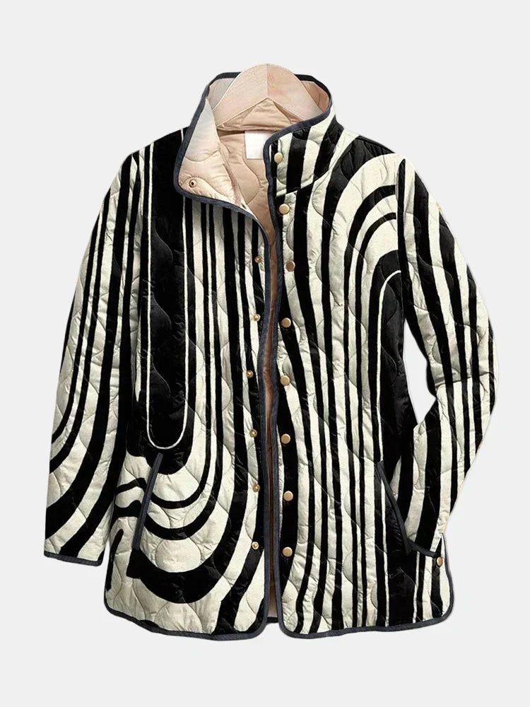 Women's Quilted Graphic Print Jacket - VibreMode
